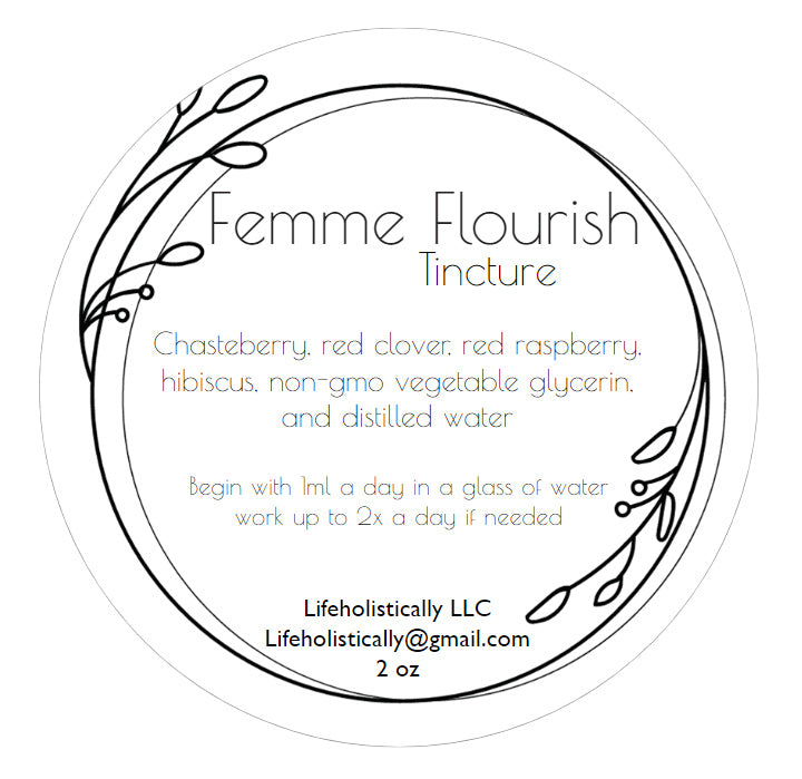 Femme flourish herbal tincture label