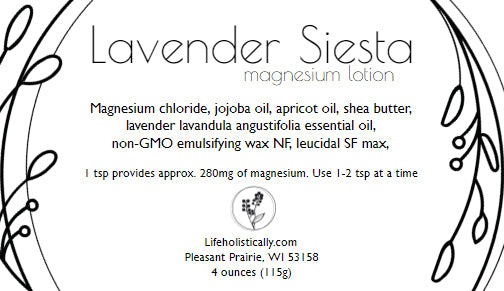 Lavender Magnesium Lotion Label