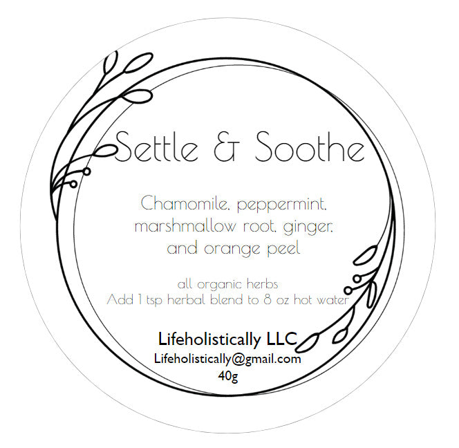 Settle & Soothe Herbal Tea Blend Label